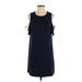 Kensie Casual Dress - Shift Crew Neck Short Sleeve: Blue Print Dresses - Women's Size Small