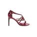 Lauren by Ralph Lauren Heels: Burgundy Print Shoes - Women's Size 7 - Open Toe