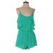 Gianni Bini Romper Scoop Neck Sleeveless: Teal Solid Rompers - Women's Size X-Small