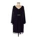 Connected Apparel Casual Dress - Shift V Neck Long sleeves: Purple Solid Dresses - Women's Size 10