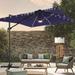 Arlmont & Co. Rinna 120" x 96" Rectangular Lighted Cantilever Umbrella in Blue/Navy | 98.4 H x 120 W x 96 D in | Wayfair