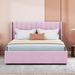 Hokku Designs Barthell Platform Storage Bed Upholstered/Velvet in Pink | 43.5 H x 64.75 W x 84.75 D in | Wayfair 86FF0C4966EF4CFB828D956073FB9E2B