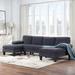 Gray Sectional - Latitude Run® 112*56" Granular Velvet Sofa, U-Shaped Couch w/ Oversized Seat,6-Seat Sofa Bed w/ Double Chaise | Wayfair