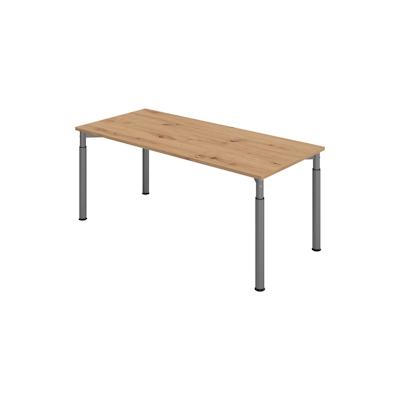 bümö höhenverstellbarer Schreibtisch 180x80 cm in Asteiche, Gestell graphit - PC Tisch höhenverstellbar & groß, höhenverstellbarer Tisch Büro, großer Image