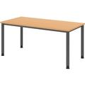 bümö höhenverstellbarer Schreibtisch H-Serie 160x80 cm in Buche, Gestell in Graphit - PC Tisch für's Büro manuell höhenverstellbar, Computertisch