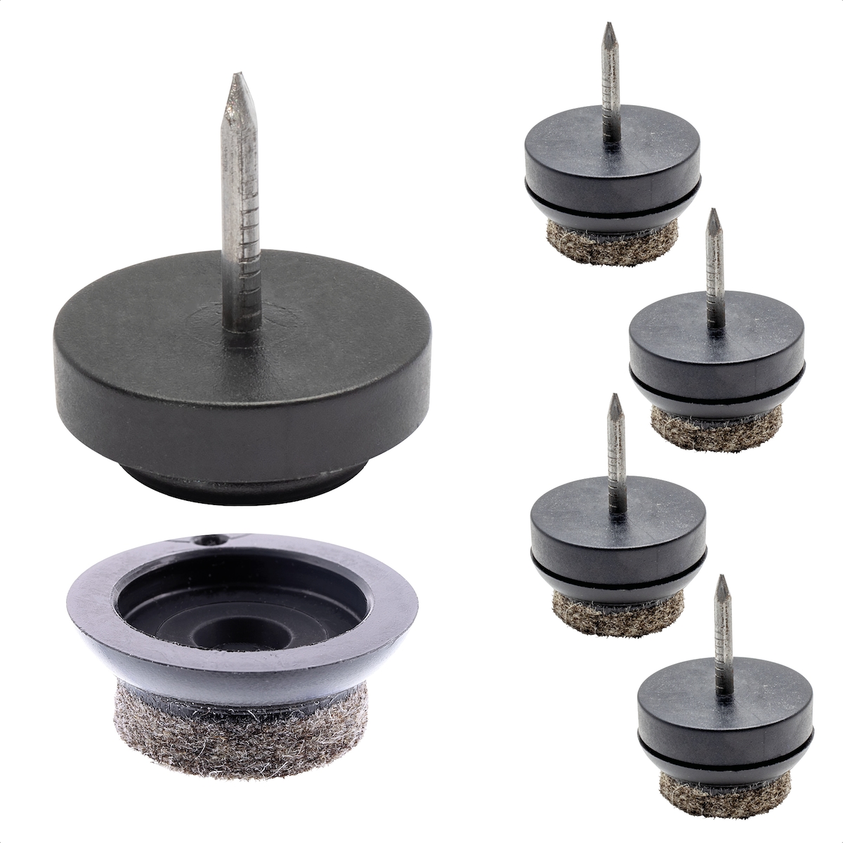 WAGNER QuickClick® Nagelgleiter Wollfilz ULTRASOFT SLIM 80 tlg. - 80x Basis & 80x Gleiter Ø 20 mm, DE Ware - 15419080 Image