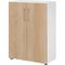 bümö Aktenschrank abschließbar, Büroschrank Holz 80cm breit in Weiß/Eiche - abschließbarer Schrank mit Aktenregal für's Büro & Arbeitszimmer, Büro