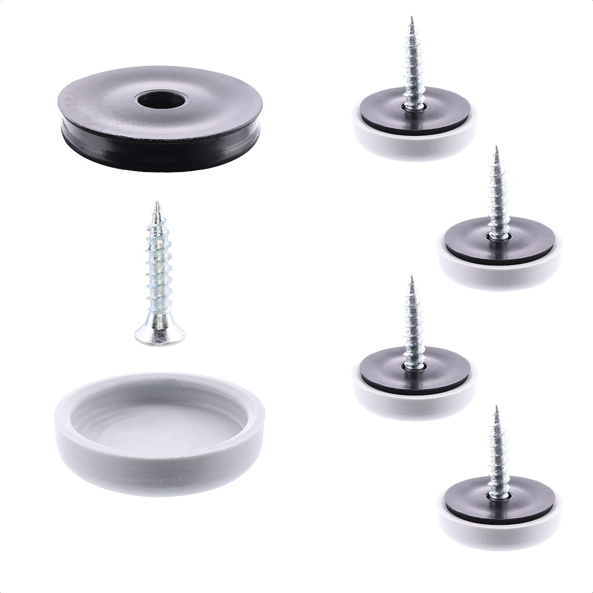 WAGNER QuickClick® Kunststoffgleiter HYPER SLIM - 4x Schraube, je 4x Basis Ø 17 mm & Gleiter Ø 17 mm, DE Ware - 16791699 Image