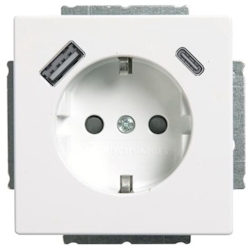 Busch-Jaeger Steckdose 1f std-ws UP USB IP20 ZP Schutzk Image