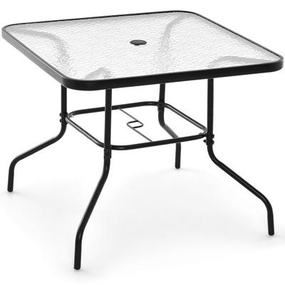 Costway 34 Inch Outdoor Dining Table Square Temper...