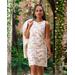 Boston Proper - White/Tan - Floral Lace Sheath Dress - 10