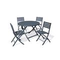 Ensemble repas de jardin 4 places en aluminium gris anthracite