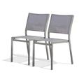 Lot de 2 chaises de jardin en aluminium et toile plastifiée grise