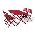 Ensemble repas de jardin 4 places en aluminium rouge carmin