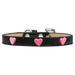 Pink Glitter Heart Widget Dog Collar Black Ice Cream Size 12