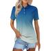 KDDYLITQ Womens Polo Shirts Short Sleeve Loose Breathable Wicking Shirts Summer Collared Vintage Golf Shirts Light Blue XL