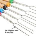 8 Pack Barbecue Roasting Sticks SNNROO Roasting Sticks with Wooden Handle 32 Inch Extendable BBQ Forks Telescoping Smores Sticks for Fire Pit Campfire