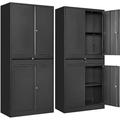TJUNBOLIFE Cabinets With Doors And Shelves 71 Metal Garage Cabinet With Locking Doors Garage Cabinets Adjustable Layers Shelves For Home Gym bathroom kitchen office Cabinets