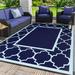 DEORAB Outdoor Rug for Patio Clearance 6 x9 Waterproof Mat Reversible Plastic Camping navy blue & baby blue