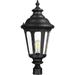 JIAH Exterior Large Post Light Fixture 25.6 Inch Outdoor Pole Lantern Light for Outside Die-Cast Aluminum in Black Finish Seeded Glass Shade ZX54P BK