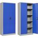 TJUNBOLIFE Metal Cabinet with 2 Doors and 4 Adjustable Shelves 71 Steel Locking Garage Tool Utility Cabinets for Office Home School Kitchen (Blue Grey)