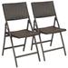 Set of 2 Folding Patio Rattan Portable Dining Chairs