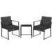3 Pieces Modern Heavy Duty Patio Furniture Set with Coffee Table-Black