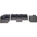 Furniture Sets 5 Piece Patio Lounge Set with Cushions Poly Rattan Black Outdoor Benches Outdoor Tables for Conversation Dining