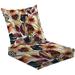 2-Piece Deep Seating Cushion Set Autumn watercolor floral seamless pattern Background flowers leaves Outdoor Chair Solid Rectangle Patio Cushion Set