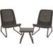 Resin Wicker Patio Furniture Set with Side Table and Outdoor Chairs Dark Grey