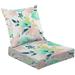 2-Piece Deep Seating Cushion Set watercolour floral pattern delicate flowers yellow blue pink flowers Outdoor Chair Solid Rectangle Patio Cushion Set