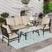 VALLEY Patio Conversation Set 4 PCS Outdoor Furniture Set Metal Sofa Set Rocking Chairs with Thick Upgrade Cushion and Coffee Table Beige\u2026