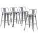 TJUNBOLIFE 30 inch Metal Stools Set of 4 Indoor Outdoor Height Stools with Back Kitchen Dining Chairs White