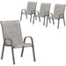 Patio Chairs Set of 4 Outdoor Stackable Dining Chairs for All Weather Comfortable Breathable Garden Outdoor for Backyard Deck Grey & White