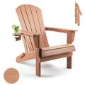 Adirondack Chair Plastic Adirondack Chairs Wood Texture Fire Pit Chairs Folding Adirondack Chairs Composite Adirondack Chairs Resin Adirondack Chairs with Cup Holder (Navy Blue)