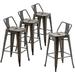 TJUNBOLIFE 30 inch Metal Stools Set of 4 Indoor Outdoor Height Stools with Back Kitchen Dining Chairs White