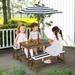 Kids Picnic Table and Bench Set with Cushions and Height Adjustable Umbrella Blue