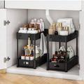 2 Pack Under Sink Organizers and Storage Bathroom Organizer Under Sink Pull Out Cabinet Organizer for Kitchen Bathroom Sink Storage Black