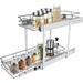 Pull Out Cabinet Organizer 9 W x 21 D 2-Tier Individual Slide Out Drawer Pantry Shelf Storage for Kitchen Base Cabinet Organization for Kitchen Bathroom Pantry Chrome