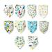 LNGOOR Muslin Baby Bandana Bibs - 10 Pack Baby Bandana Drool Bibs Cotton Unisex Snap Muslin Bibs Adjustable for Boys Girls