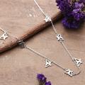 'Butterfly-Themed Sterling Silver Station Charm Necklace'