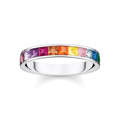 Fingerring THOMAS SABO "TR2403-477-7-52-64, TR2403-477-7-52-64, TR2403-996-7-52-66" Gr. 56, silber (silberfarben, mehrfarbig, mehrfarbig), Fingerringe, Damen, 56, Silber 925 (Sterlingsilber), 3mm, mit Glas-Keramik Stein, Korund, Zirkonia, Spinell... Image