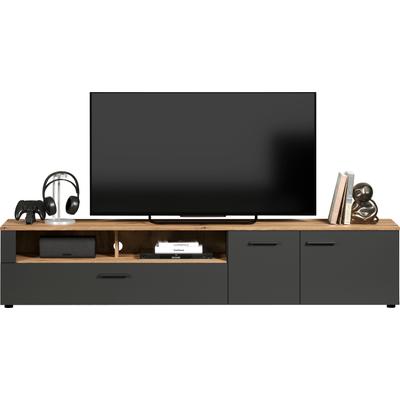Lowboard INOSIGN "Estepona TV-Kommode", schwarz (anthrazit mit coast evoke oak), B:210cm H:43cm T:41cm, FSC-zertifizierter Holzwerkstoff, Sideboards, TV-Board, Breite 210 cm, Elegant und modern Image