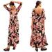 Anthropologie Dresses | Anthropologie Black And Pink Floral Smocked Puff Sleeve Maxi Dress | Color: Black/Pink | Size: Xs