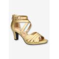 Extra Wide Width Women's Crissa Casual Sandal by Easy Street in Gold Satin (Size 9 1/2 WW)