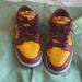 Nike Shoes | Midas Gold Nike Dunks Size 9.5. | Color: Gold/Red | Size: 9.5