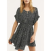 Free People Dresses | Free People One Fine Day Short Sleeve Cinched Waist Floral Mini Dress Black Xs | Color: Black | Size: Xs
