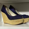 Jessica Simpson Shoes | Jessica Simpson Peep-Toe Wedge Espadrilles | Color: Purple | Size: 7.5