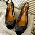 Coach Shoes | Coach Ferry Wedge Sig Jacquard Monogram Black- Size 6.5 B. | Color: Black/Gray | Size: 6.5