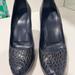 Gucci Shoes | Gucci! Dark Navy Crocodile Pattern Gucci High Heeled Pumps. | Color: Blue | Size: 10